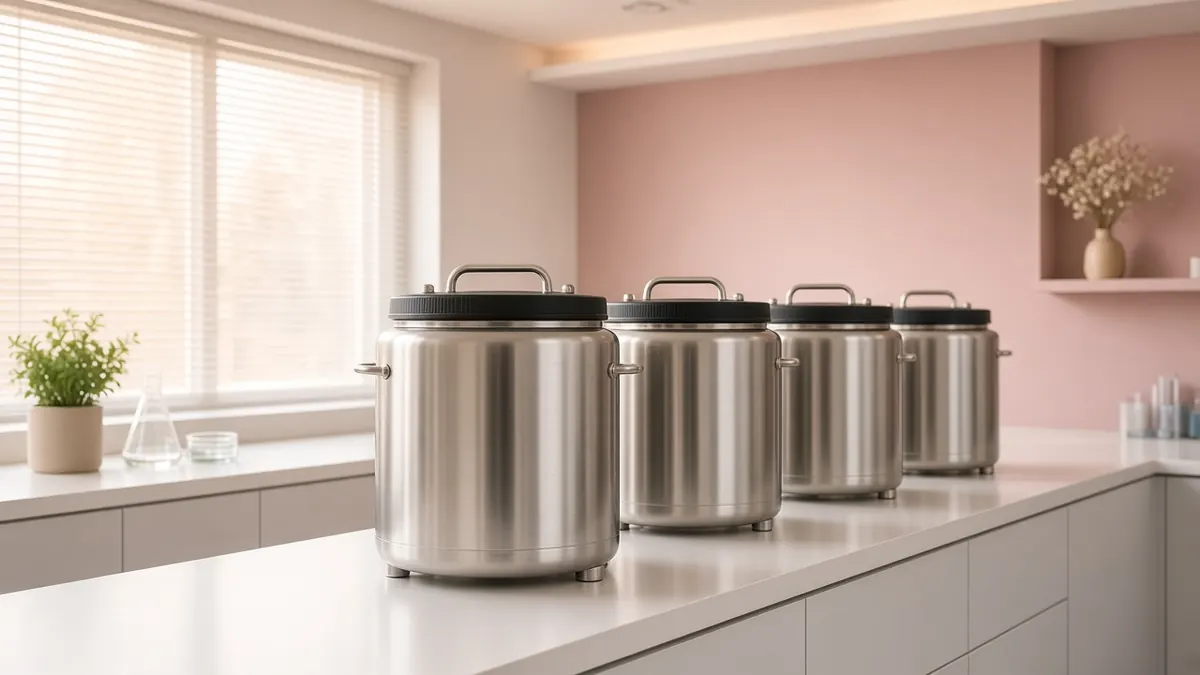 Cryogenic storage tanks in a fertility laboratory